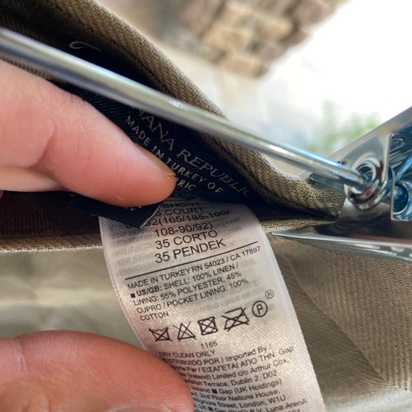 Banana Republic Irish Linen Tuxedo pants taupe 35S Bnwt - Picture 10 of 12